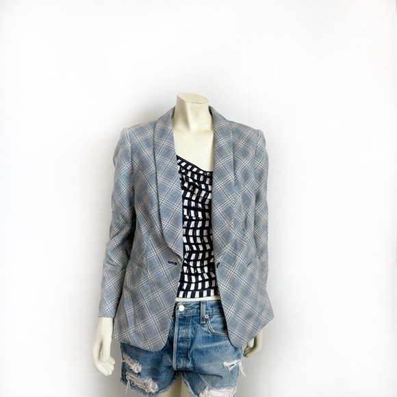 Rebecca Taylor windowpane plaid double breasted jacket blazer size 8 - Picture 5 of 10